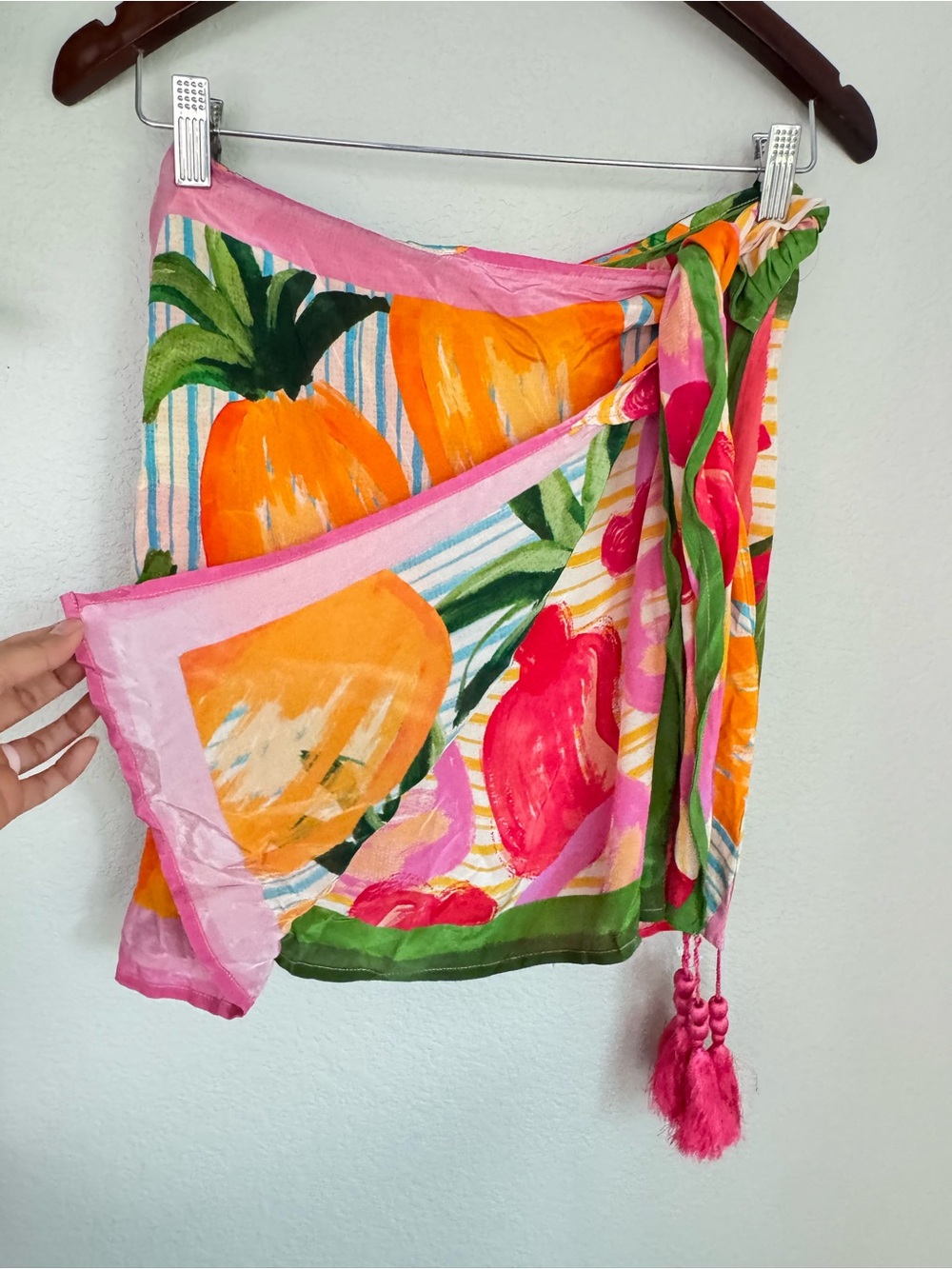 Farm Rio Fruits Scarves Blouse Skirt Set S M Tropical Resort Maximalist - Picture 7 of 12